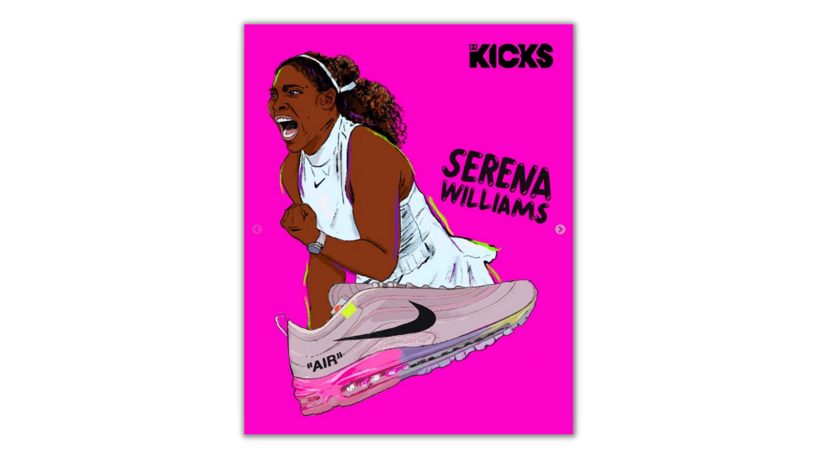 cartoon of serena williams pumping her fist with a