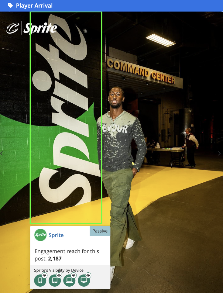 Cleveland Cavaliers player arrival  sponsorship wall with Sprite
