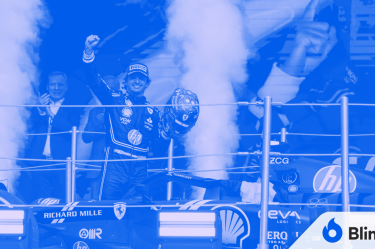 Carlos Sainz celebrates his victory at the Mexican GP