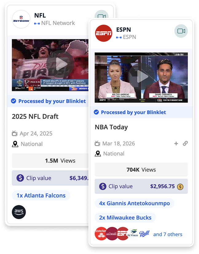 Dua gambar media yang diperoleh dari NFL Network dan ESPN